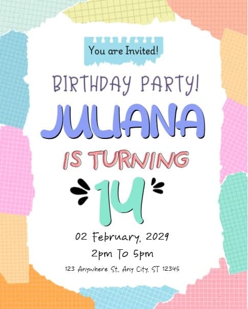 Fun 14th Birthday Invitation Fun 14th Birthday Invitation